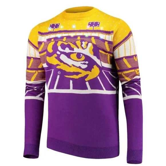 LSU Tigers Bluetooth Light Up Ugly Christmas Sweater SZ XL Louisiana State